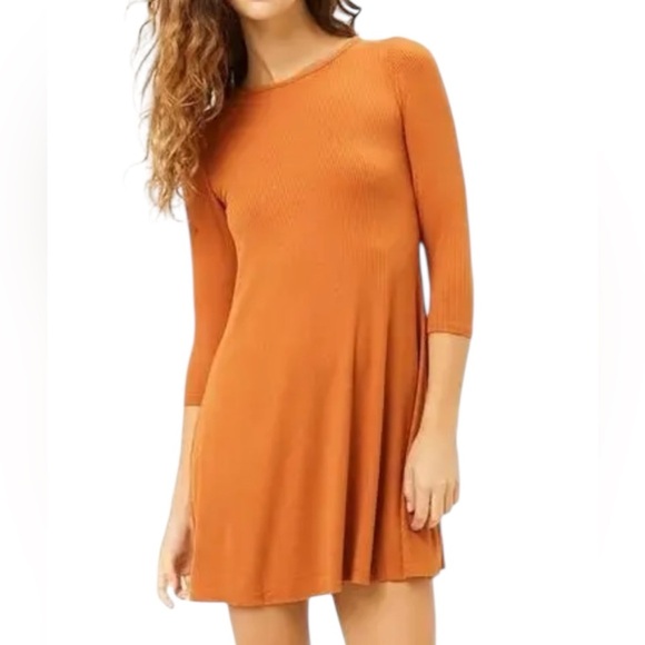 Womens Burnt Orange Open Back A Line Dress - Picture 1 of 9